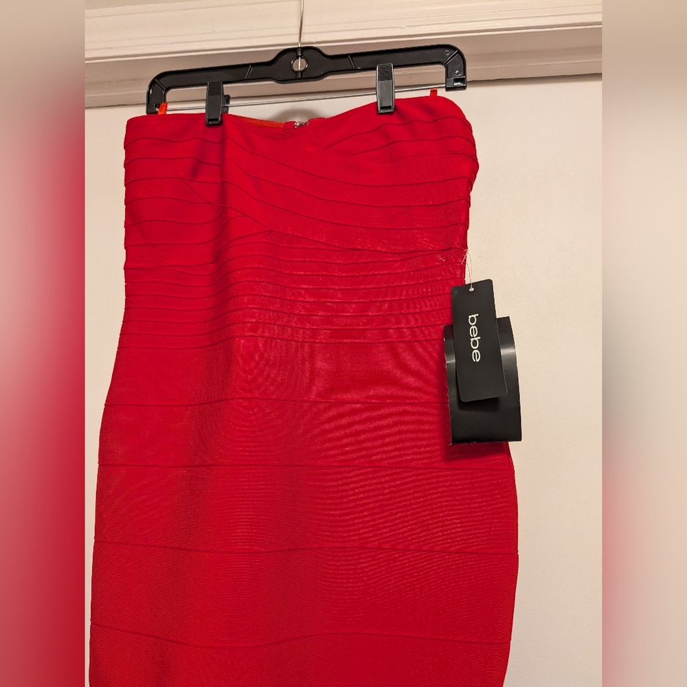 Bebe Red Strapless Bandage Bodycon Dress – NWT – Size S - Picture 3 of 5